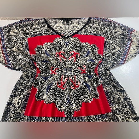 Alfani Semi Sheer Nylon Mesh Paisley Studded Elastic Waist Tunic Large - Picture 6 of 9